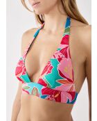 Hibiskusblau-grün bedruckter Triangel-BH ohne Bügel und ohne Schale