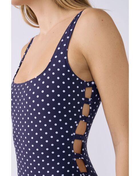 Amor 1-teiliger Badeanzug ohne Bügel, bedruckter weißer marineblauer Hintergrund