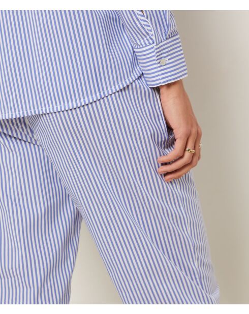 Cleeo blauw gestreepte broek