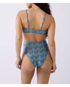 Bandeau-BH ohne Bügel und Sao-Muschel-Print auf violettem Hintergrund