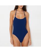 Traje de baño de una sola pieza con aros y aros de color azul medianoche de Waimea