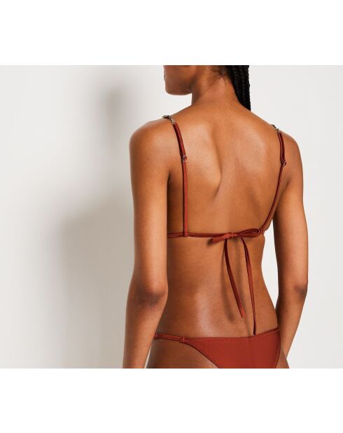 Strap Swim triangel-bh met rode baksteen, zonder beugel en zonder schelp