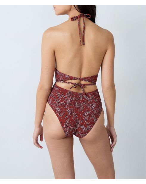 Charliz 1-teiliger rahmenloser Badeanzug mit Backstein-Hintergrunddruck