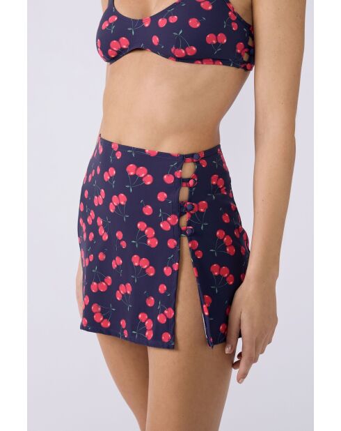 Marineblauer Rock mit Aufdruck Kitty