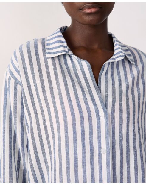 Adria b SPE blau-weiß gestreiftes Langarmhemd