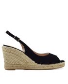 Sandali con zeppa neri F-3509 - Tacco: 8,5 cm