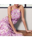 Uriana jurk met paarse achtergrondprint