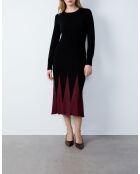 Gerica jurk in zwart en granaat