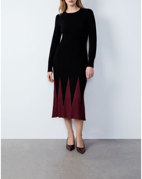 Gerica jurk in zwart en granaat