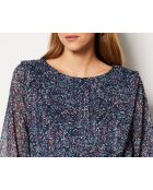 Patisbluse gedruckt auf lila Hintergrund