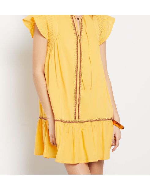 Aja jurk met boterbloemenborduursel