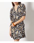 Angelina jurk met zwarte achtergrondprint