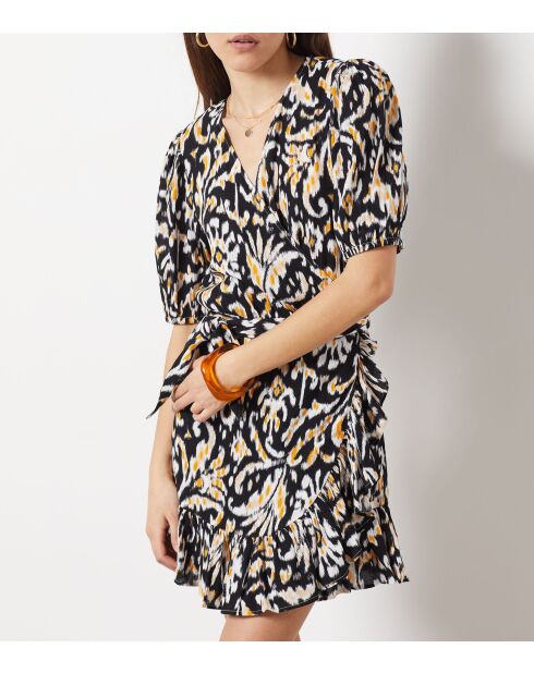 Angelina jurk met zwarte achtergrondprint