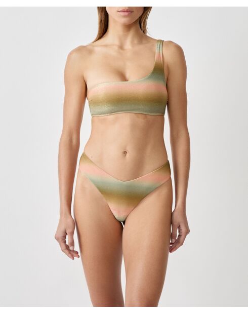 Braguitas de bikini brasileñas Hig Geode con estampado verde