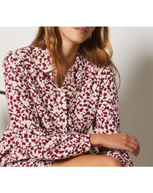 Elaude-jurk met koraalkleurige achtergrondprint