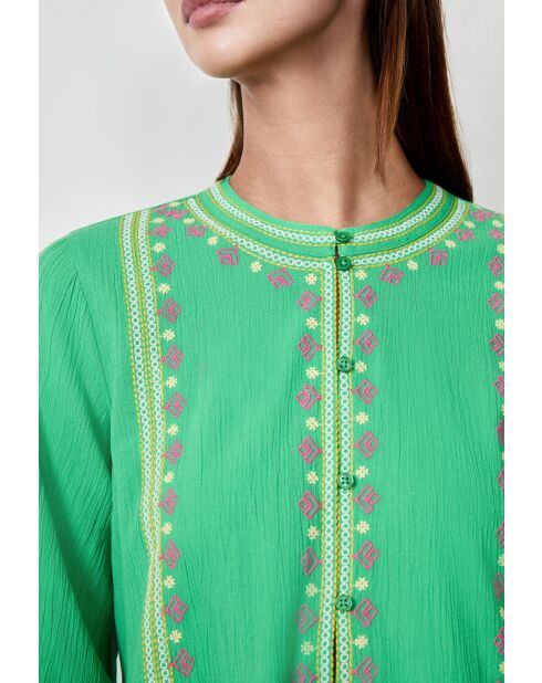 Abito Teodora verde ricamato