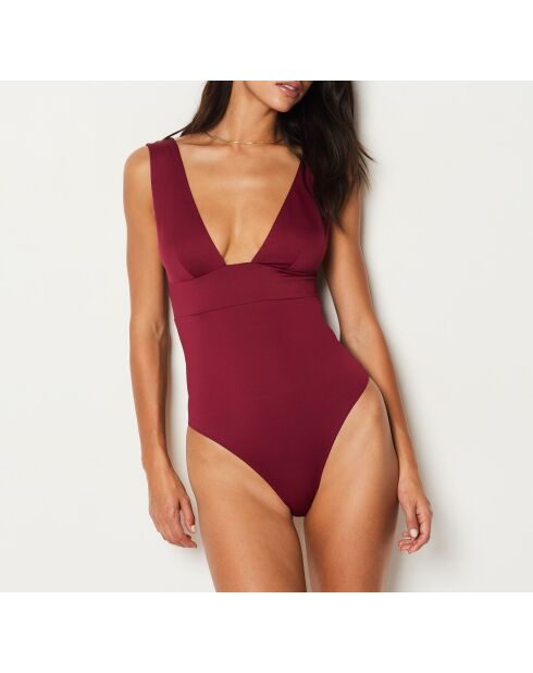 Einteiliger Badeanzug Première ohne Nähte in Burgunderrot und Granat