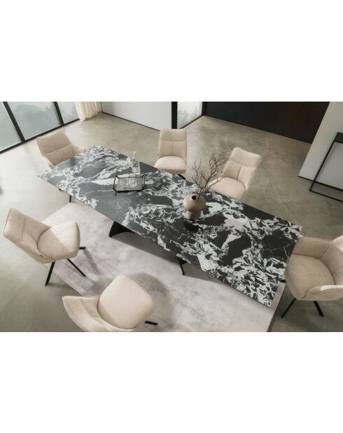 Table ceramique Napoleon black marbrage noir & blanc - 200 (300)x77x100 cm