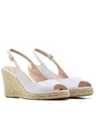 Sandales compensées F-3509 blanches - Talon : 8,5 cm