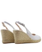 Sandales compensées F-3509 blanches - Talon : 8,5 cm