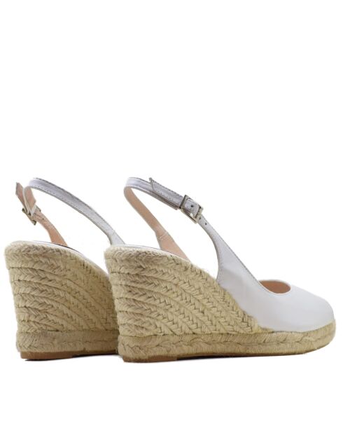 Sandales compensées F-3509 blanches - Talon : 8,5 cm