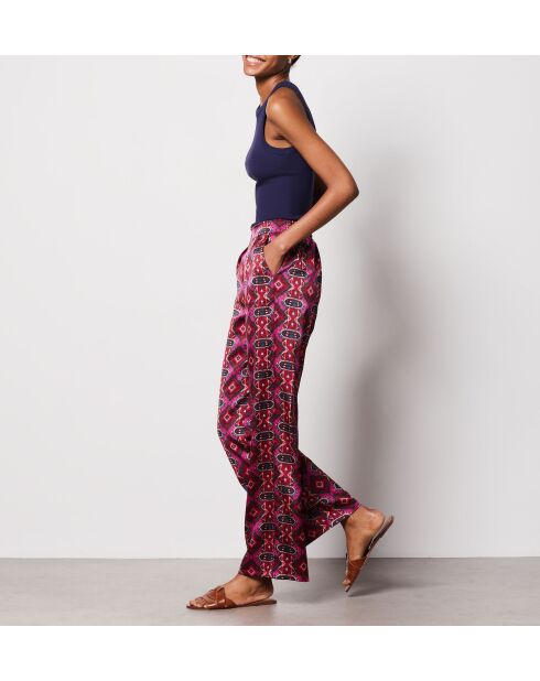 Pantalon blanca imprimé fond violet