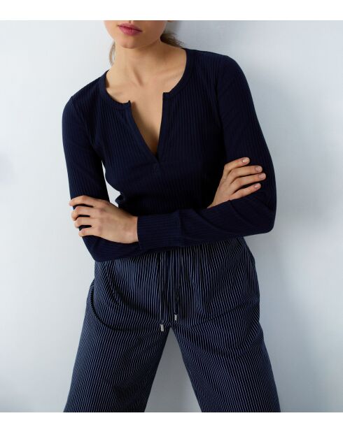 T-Shirt Flok Mitternachtsblau