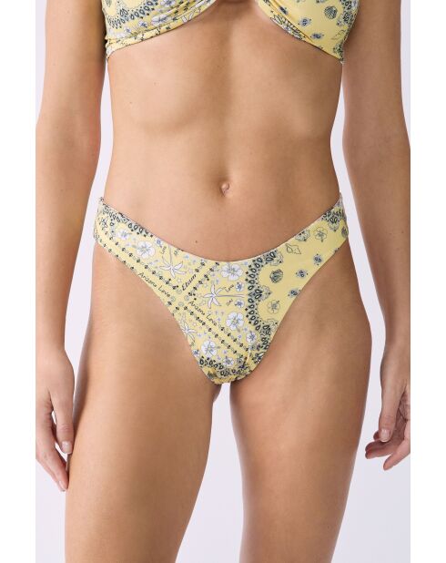 Brasilianische Bikinihose Arizonalove mit rosa/gelbem Hintergrunddruck