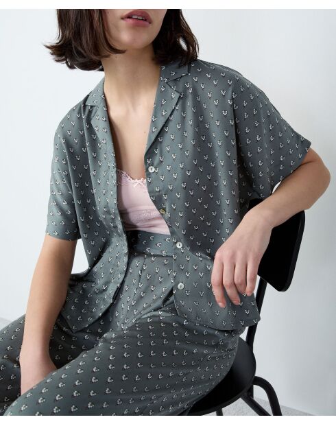 Rhett Shirt mit grünem Hintergrundprint