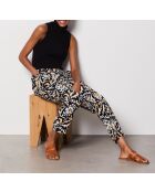 Agaya broek met zwarte achtergrondprint