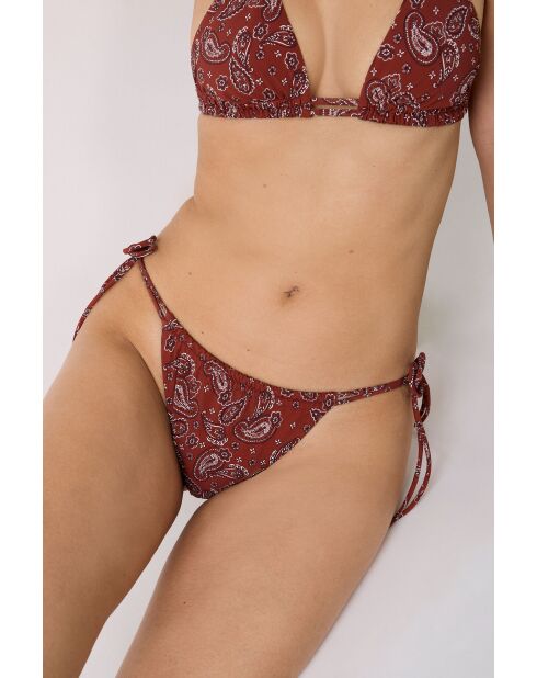 F Charliz Brasilianische Bikinihose mit braunem Hintergrundprint