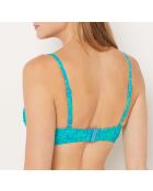 Klassischer BH Manzania ohne Bügel und ohne Muschel, blaugrüner Aufdruck