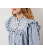 Himmelblaues besticktes Hemd Helena