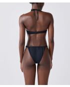 Schwarze brasilianische Bikinihose Luarca mit hohem Beinausschnitt