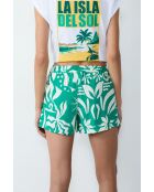 Blaugrüne bedruckte Shorts Faeza