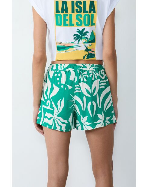 Blaugrüne bedruckte Shorts Faeza