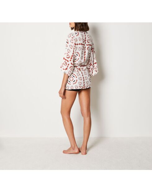 Déshabillé Surie imprimé fond brique