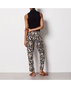 Agaya broek met zwarte achtergrondprint