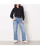 Schwarzes besticktes Ava-Hemd