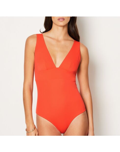 Première oranje 1-delig zwempak zonder frame zonder schelp