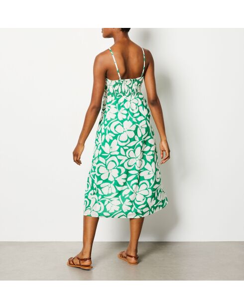 Capucine jurk met groene achtergrondprint