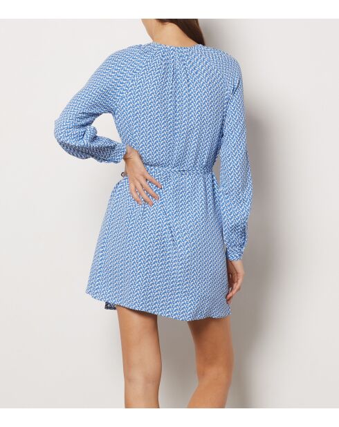 Azurblaues bedrucktes Kleid Telma