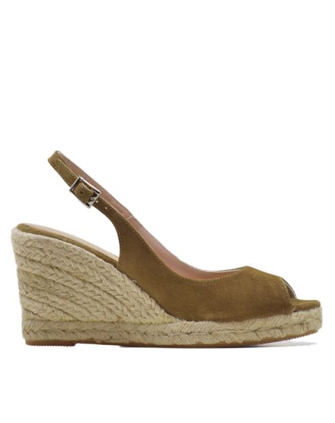 Sandales compensées F-3509 champignon - Talon : 6 cm