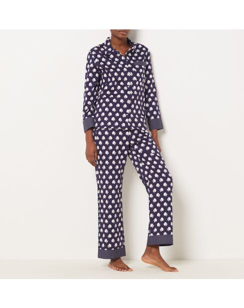 Hose mit floristischem blauem Aufdruck