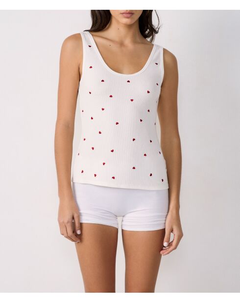 Ecru tanktop Chase met hartprint