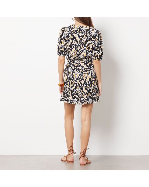 Angelina jurk met zwarte achtergrondprint