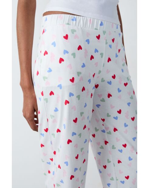 Ecru broek Pabou met hartjespatroon