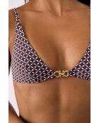 Joe bedruckter Triangel-BH ohne Bügel und ohne Muschel Blauer Hintergrund