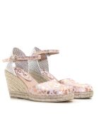 Nudefarbene Keilsandalen Nuria mit Tupfen - Absatz: 6,5 cm