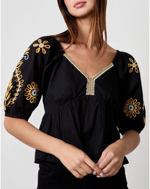 Blusa negra bordada Tiva